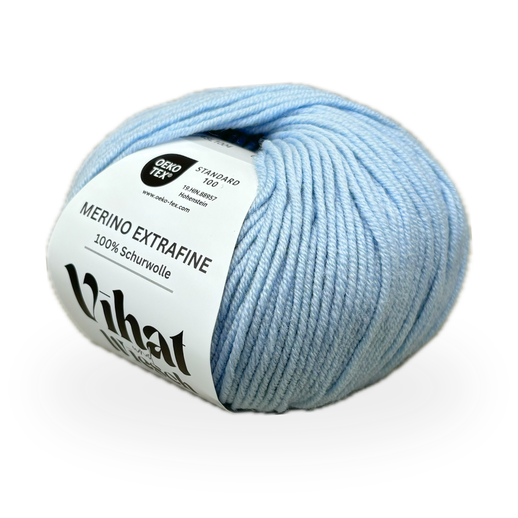 Vihat & Wiesch | Merino Extrafine | 100% Virgin Wool | 50g (105m) | Needle 4.5 - 5mm | Sky Blue