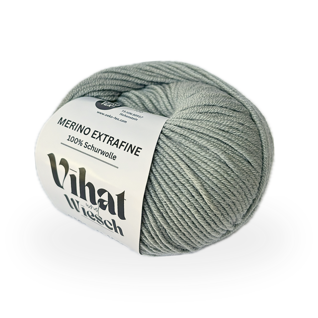 Vihat & Wiesch | Merino Extrafine | 100% Schurwolle | 50g (105m) | Nadel 4,5 - 5mm | Taubengrau