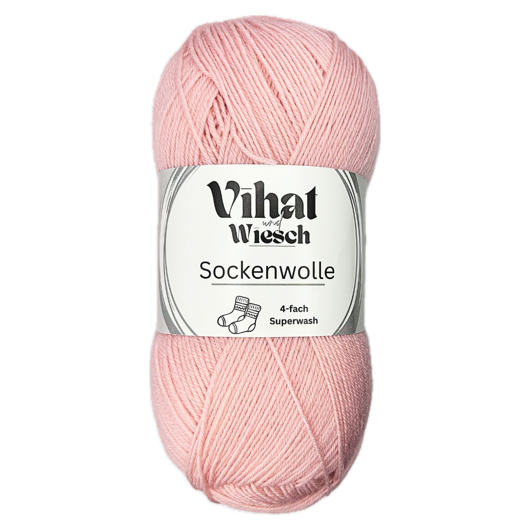Vihat & Wiesch | Sockenwolle 4-fach | 75% Schurwolle, 25% Polyamid | 100g (420m) | Altrosa