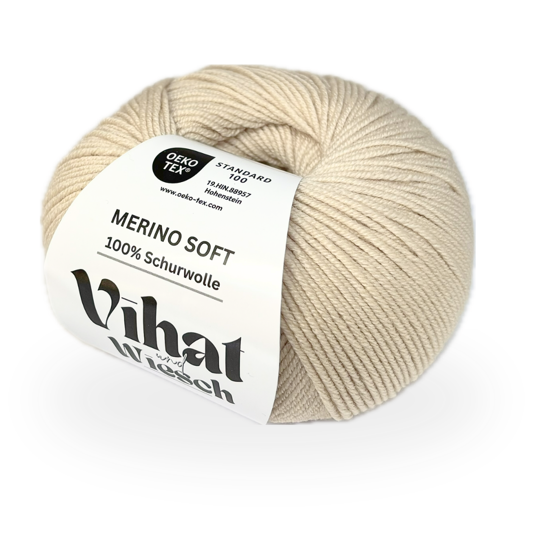 Vihat & Wiesch | Merino Soft | 100% Schurwolle | 50g (160m) | Nadel 3 - 3,5mm | Beige