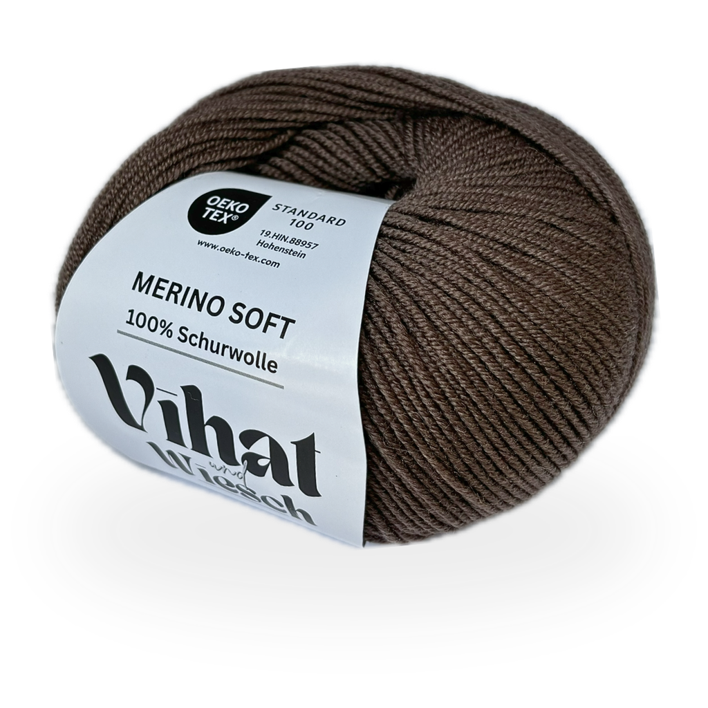 Vihat & Wiesch | Merino Soft | 100% Virgin Wool | 50g (160m) | Needle 3 - 3.5mm | Chocolate Brown 