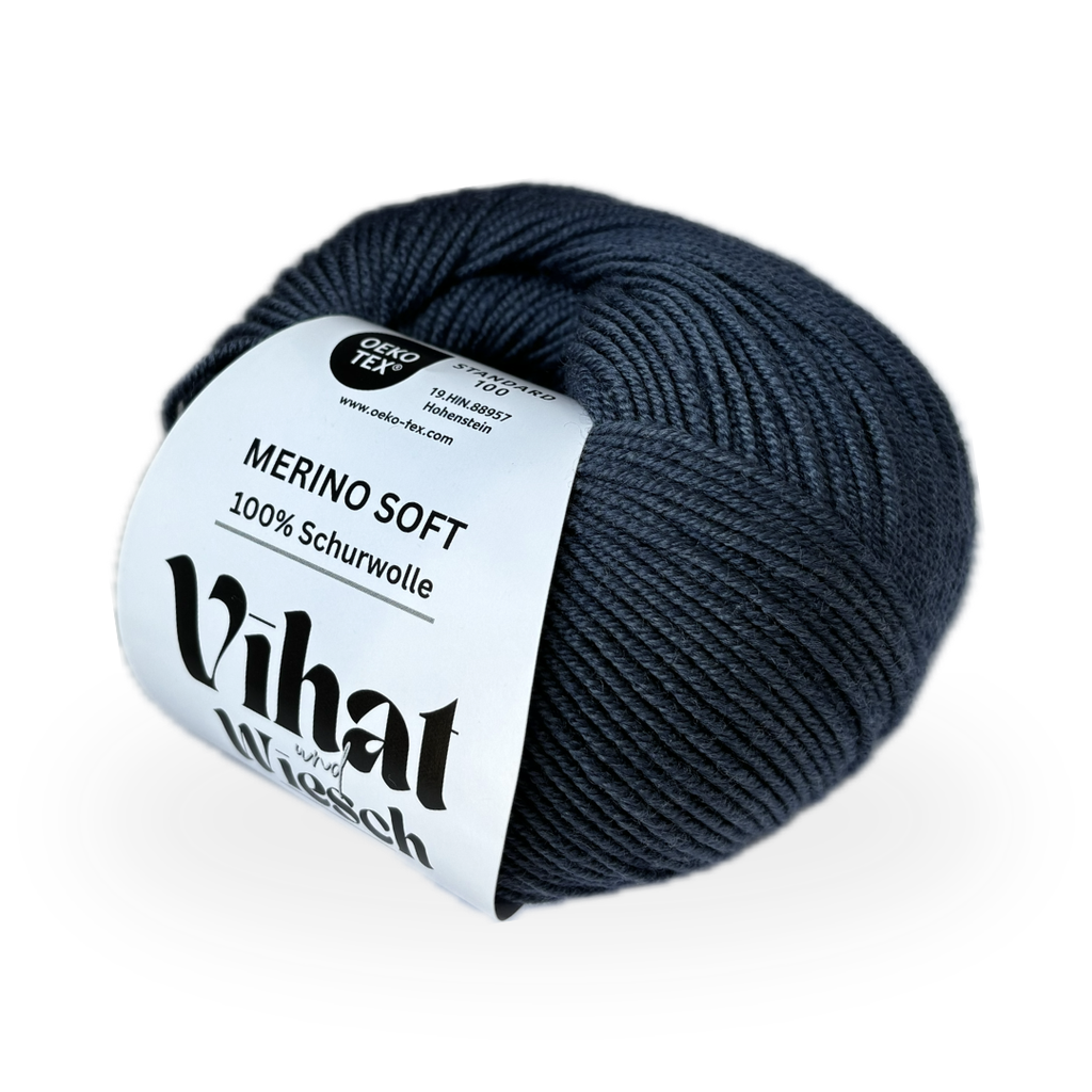 Vihat & Wiesch | Merino Soft | 100% Schurwolle | 50g (160m) | Nadel 3 - 3,5mm | Dunkelblau