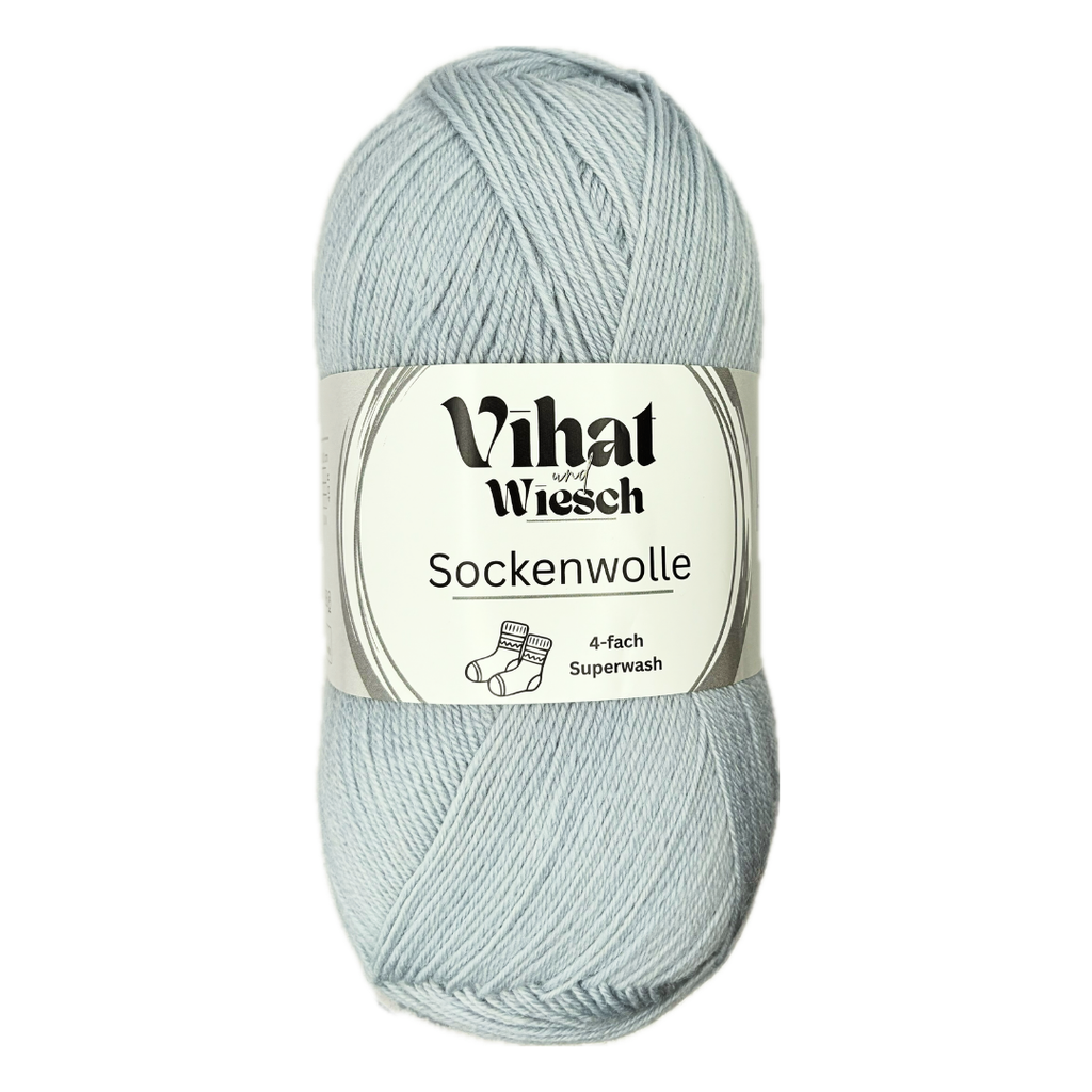 Vihat & Wiesch | Sock Yarn 4-ply | 75% Virgin Wool, 25% Polyamide | 100g (420m) | Silver Blue