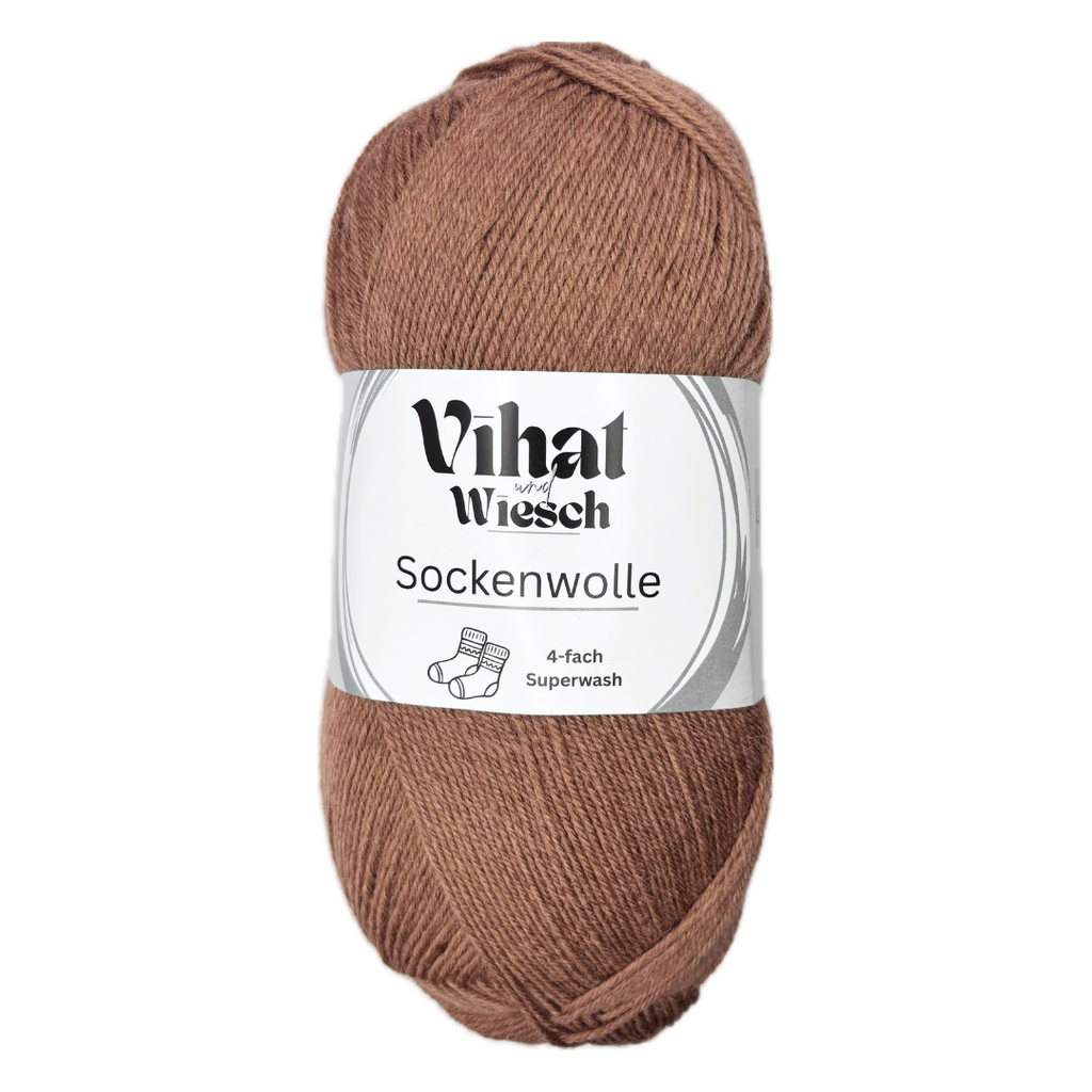 Vihat & Wiesch | 4-ply Sock Yarn | 75% Virgin Wool, 25% Polyamide | 100g (420m) | Cinnamon