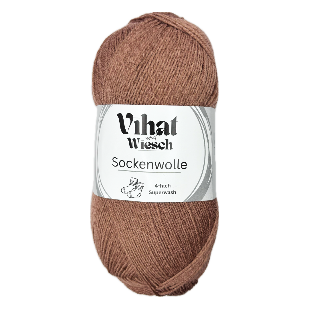 Vihat & Wiesch | Sockenwolle 4-fach | 75% Schurwolle, 25% Polyamid | 100g (420m) | Zimt