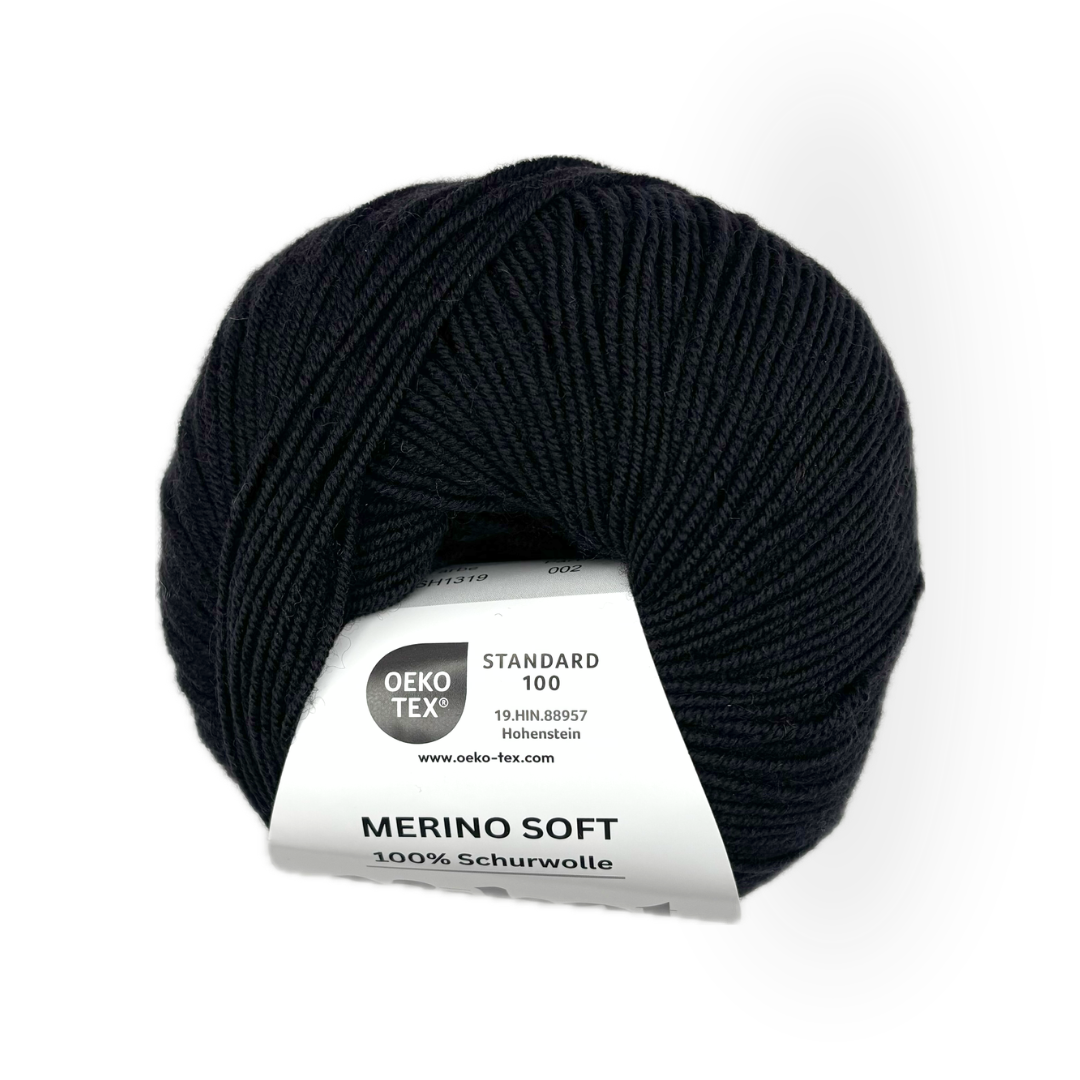 Vihat & Wiesch | Merino Soft | 100% Schurwolle | 50g (160m) | Nadel 3 - 3,5mm | Schwarz