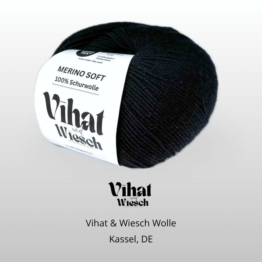 Vihat & Wiesch | Merino Soft | 100% Virgin Wool | 50g (160m) | Needle 3 - 3.5mm | Black