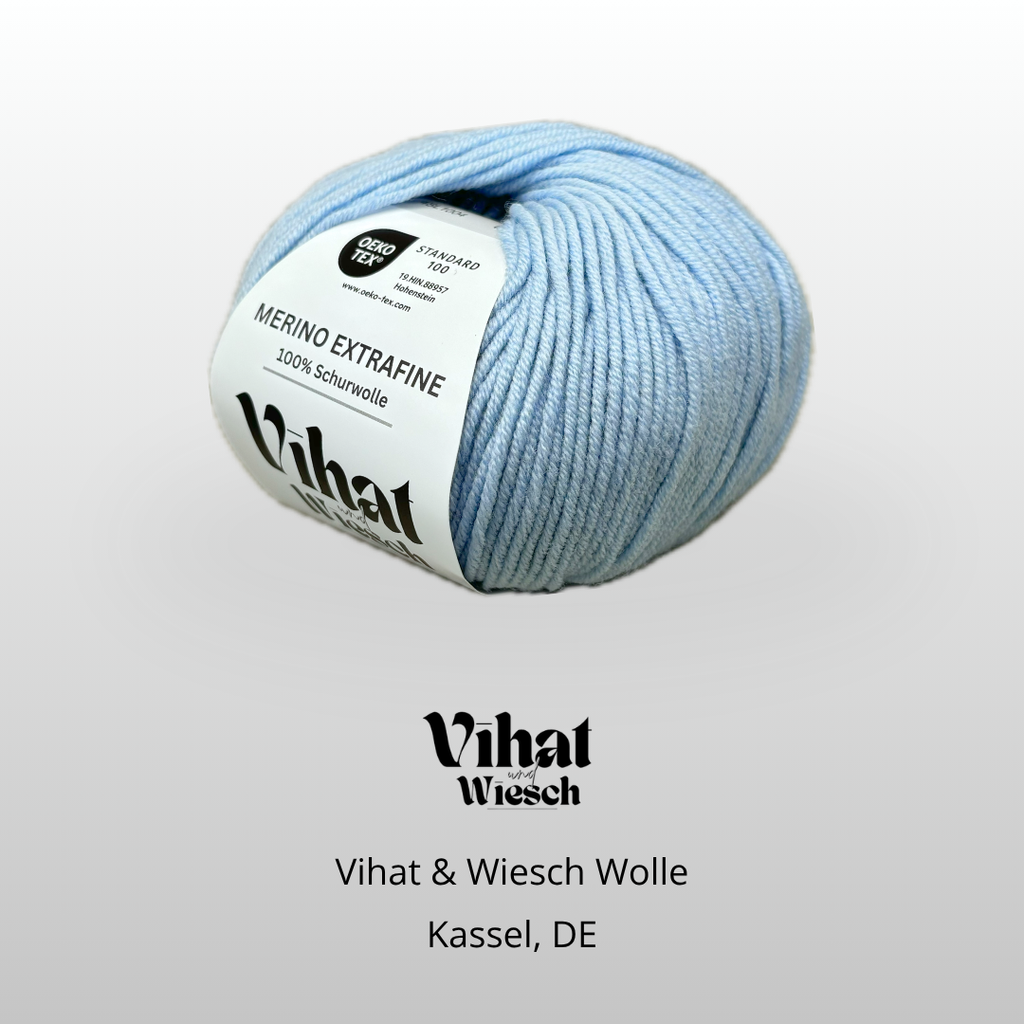Vihat & Wiesch | Merino Extrafine | 100% Virgin Wool | 50g (105m) | Needle 4.5 - 5mm | Sky Blue